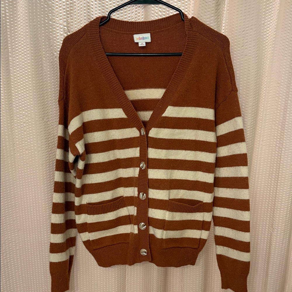 LuLaRoe Brown and Cream Striped Cardigan